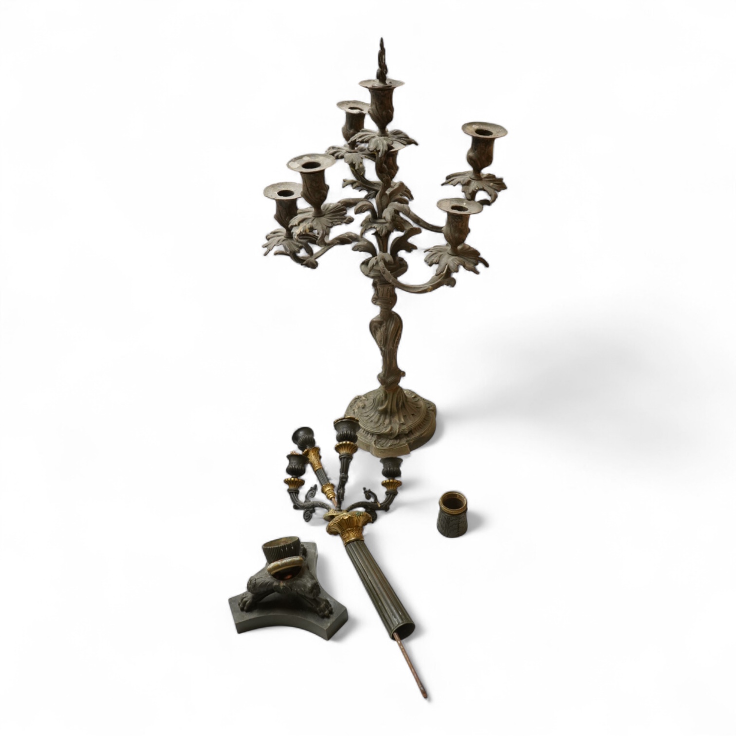 A Louis XV style candelabrum and an Empire style seven light candelabrum-60cm high